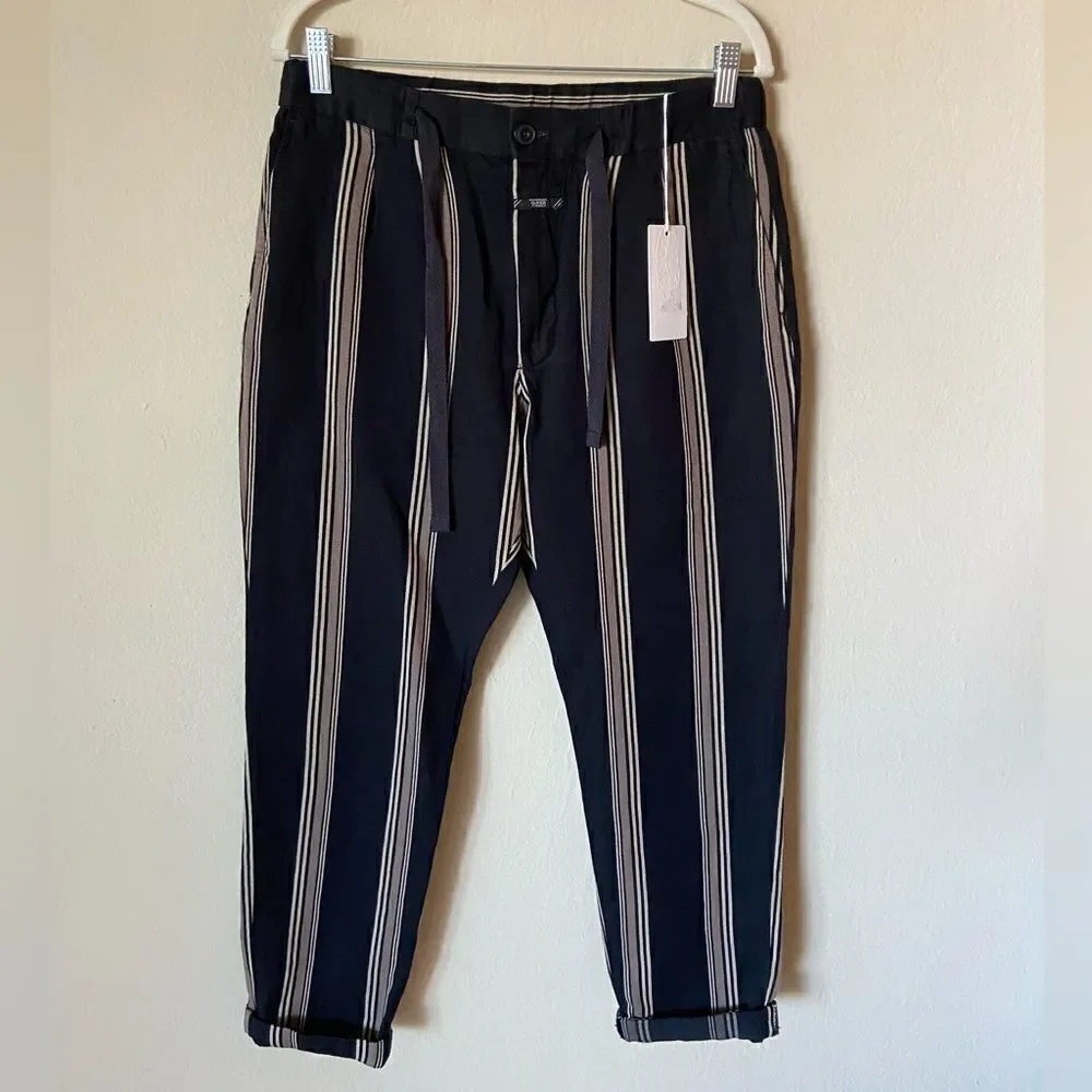 NWT Closed Vigo Blue Dress Pants Stripped Straight Leg Size 28